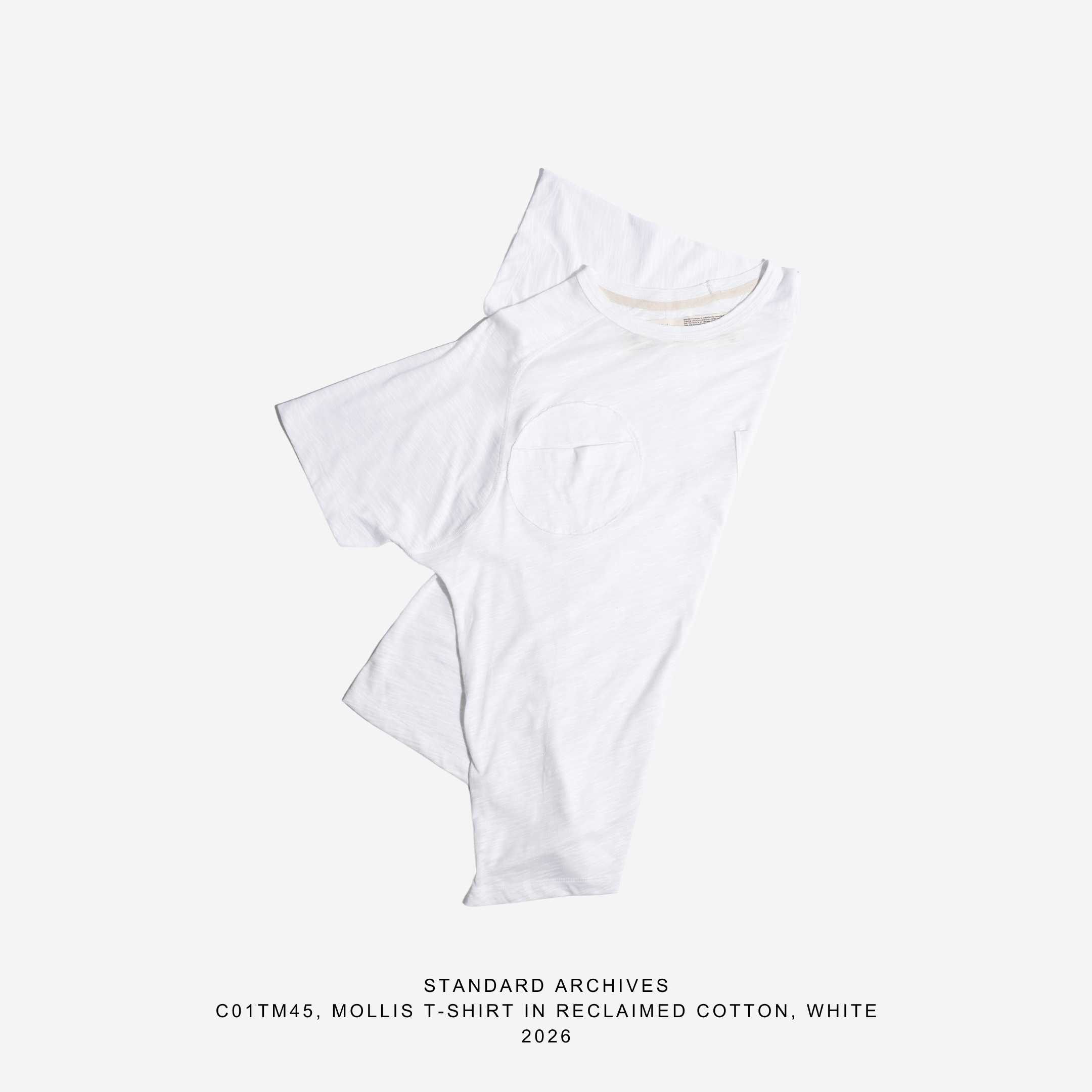 C01TM45,MOLLIS T-SHIRT IN RECLAIMED COTTON,WHITE