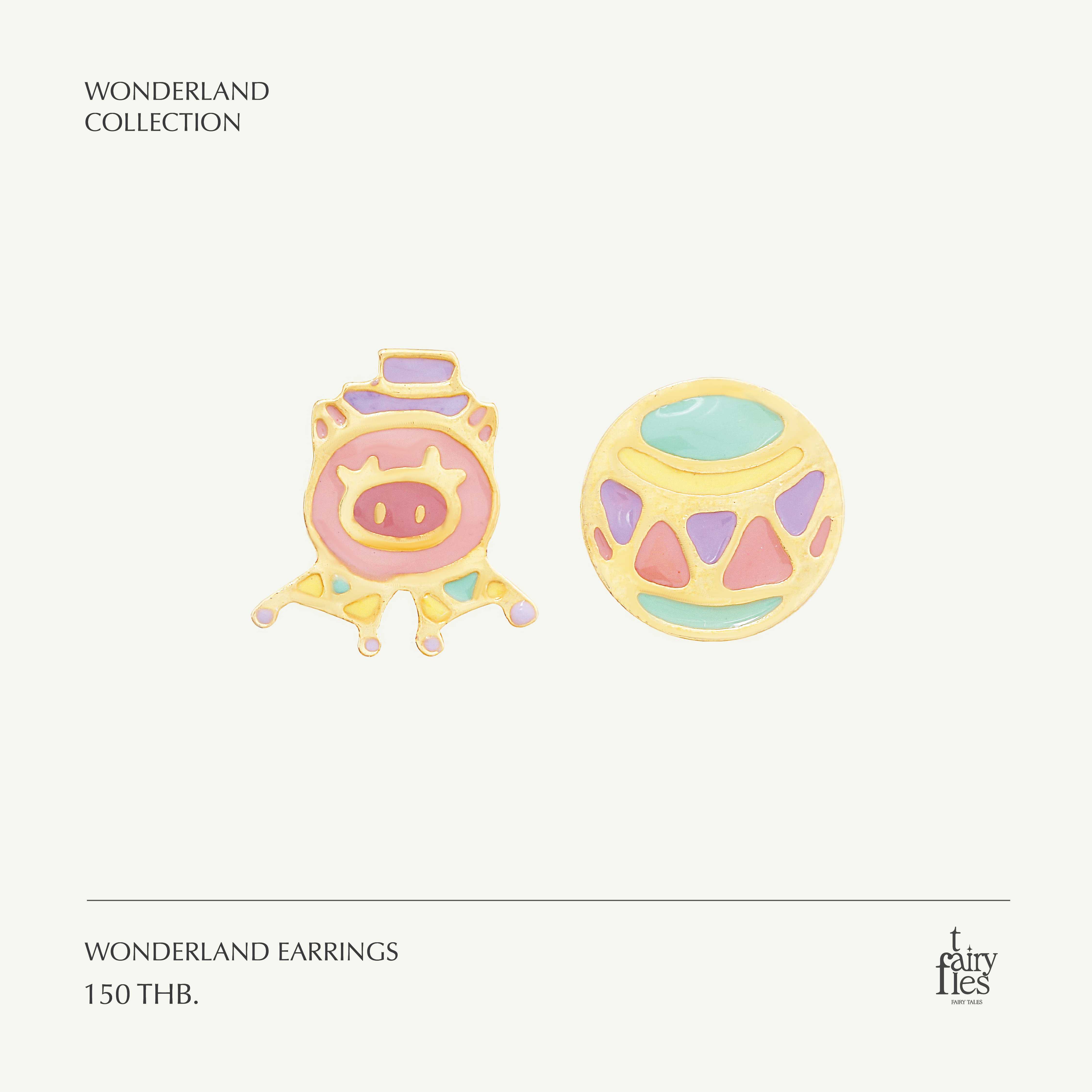 Wonderland Earrings/ต่างหูแฟชั่น แฟนซี หมูลูกบอล