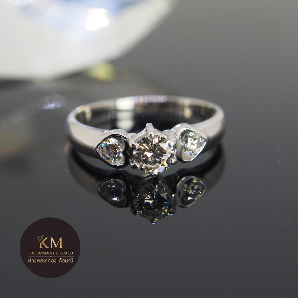 แหวนเพชร Classic Excellence Pave Solitaire Ring (90% Gold)