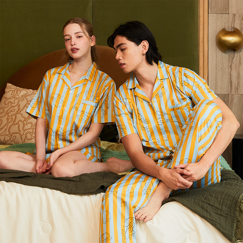 ชุดนอน in.house ผ้าคอตตอน unisex ลาย Sea Stripped