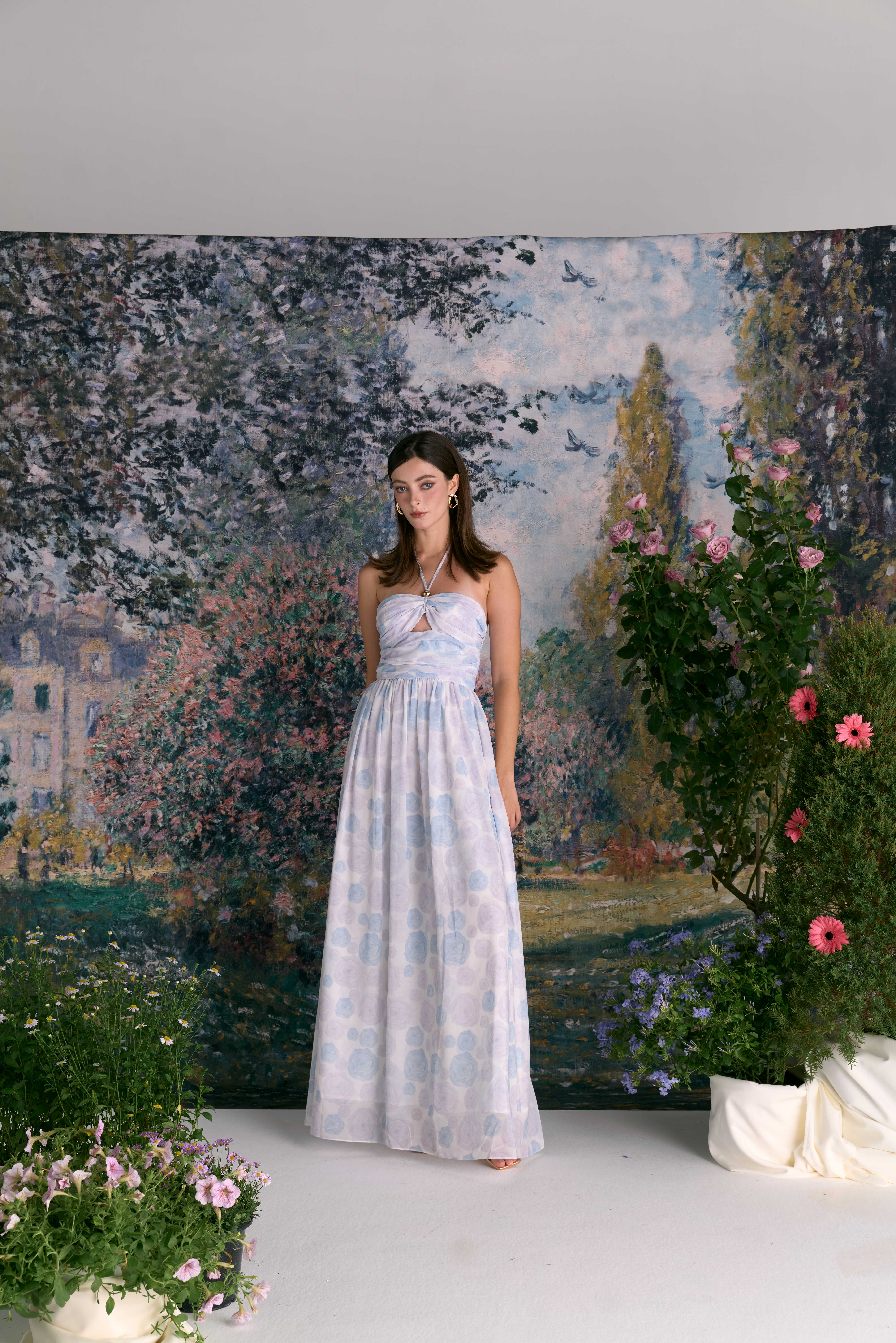 Cinzia Dress (Long Lenght) - เดรสคล้องคอยาวผ้าชีฟอง