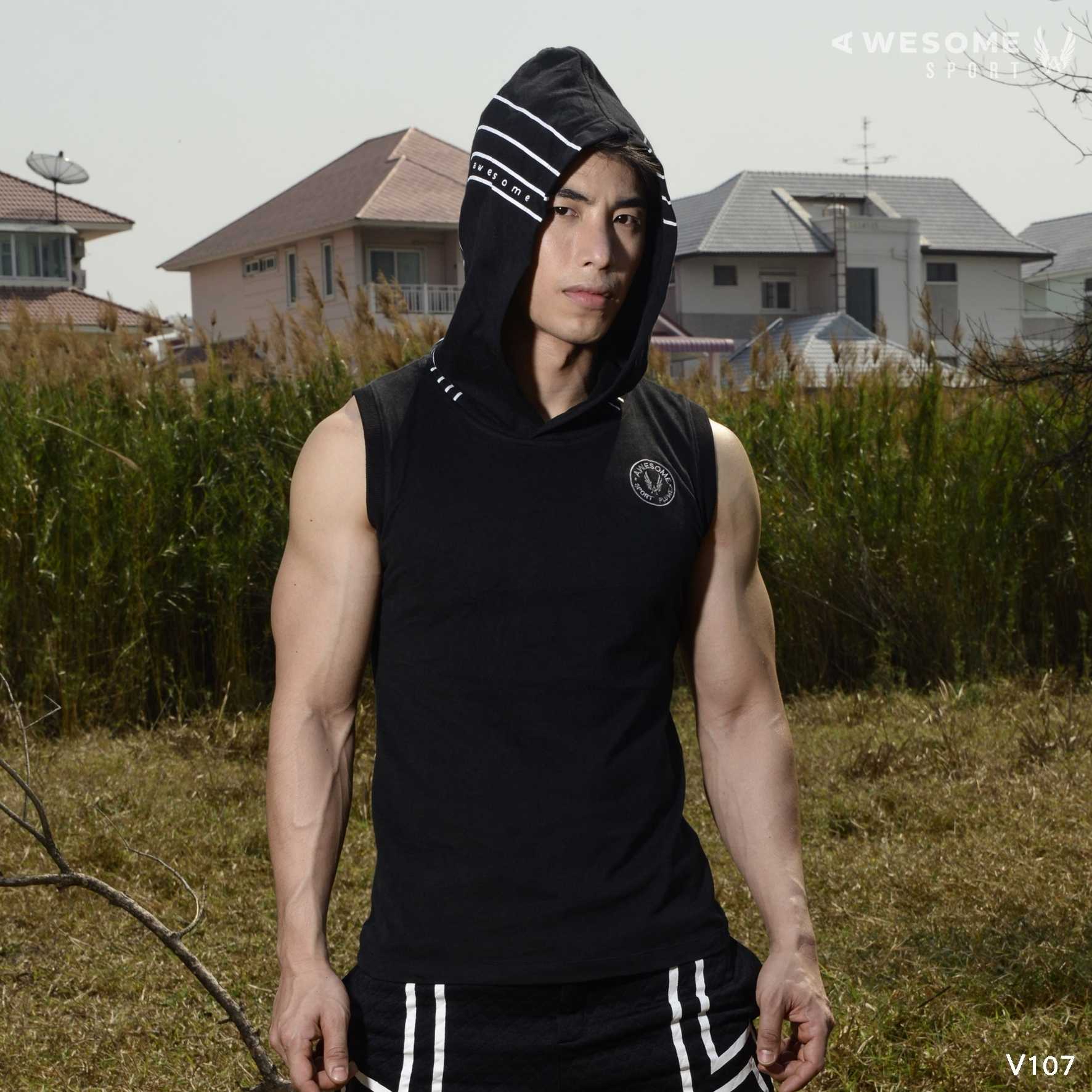 V107 (เสื้อแขนกุด มีฮู้ด ) Awesome sport