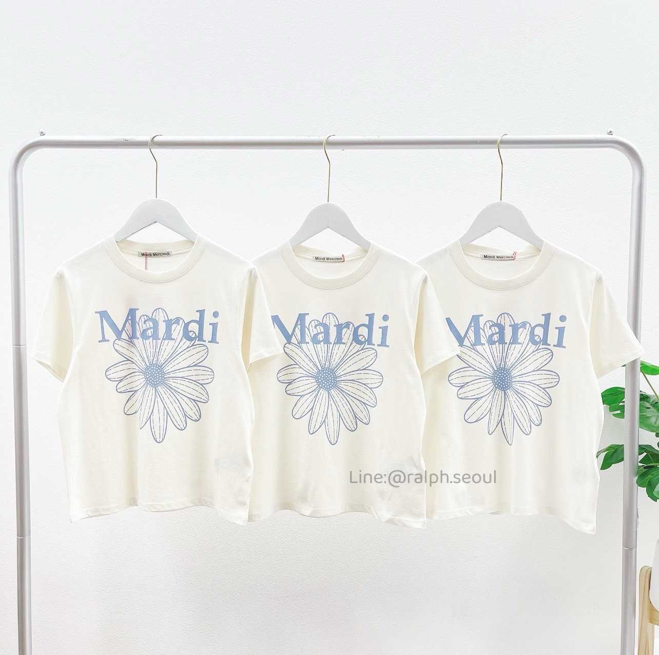 Mardi Slim Flower T-Shirt(CREAM/ASHBLUE) New!!!