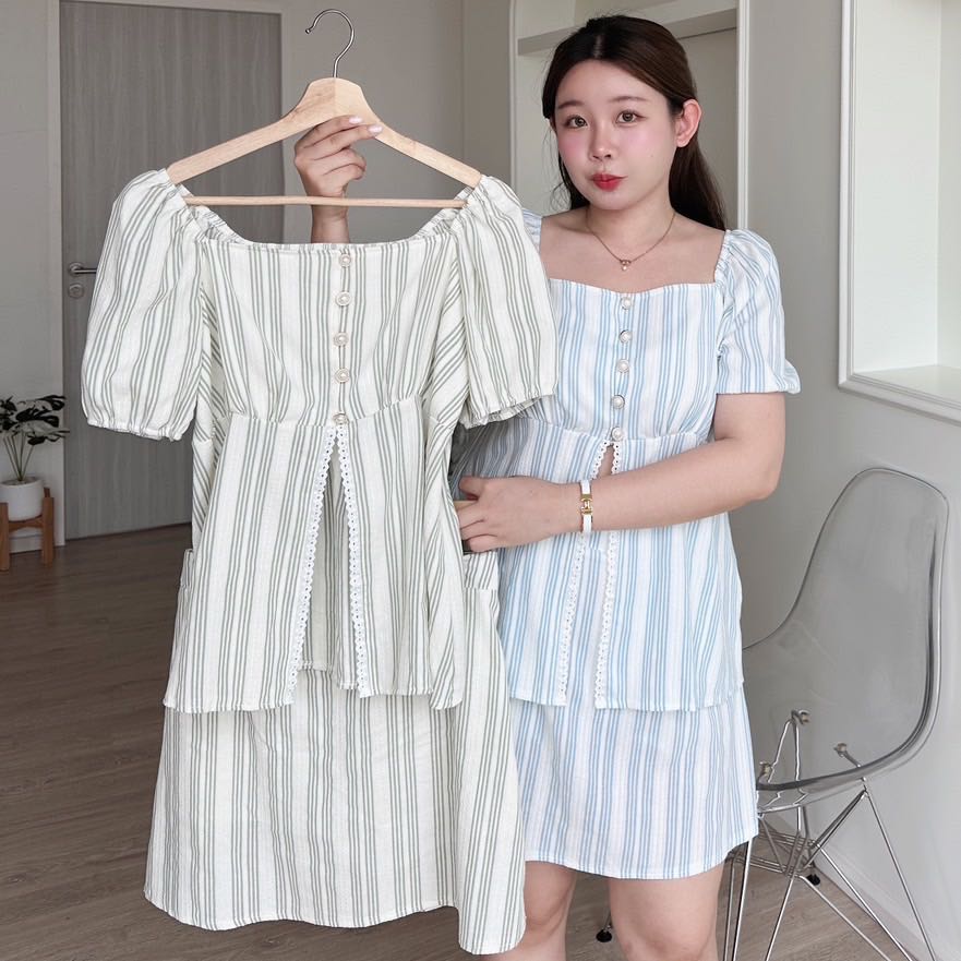 NEW SET เซตเสื้อแขนตุ๊กตา+กระโปรง ผ้าลูกไม้