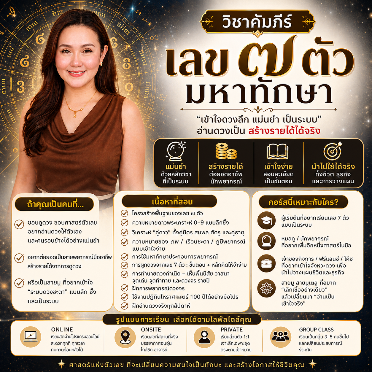 คอร์สออนไลน์ คัมภีร์เลข ๗ มหาทักษา (เพื่อการพยากรณ์ดวงชะตา)
