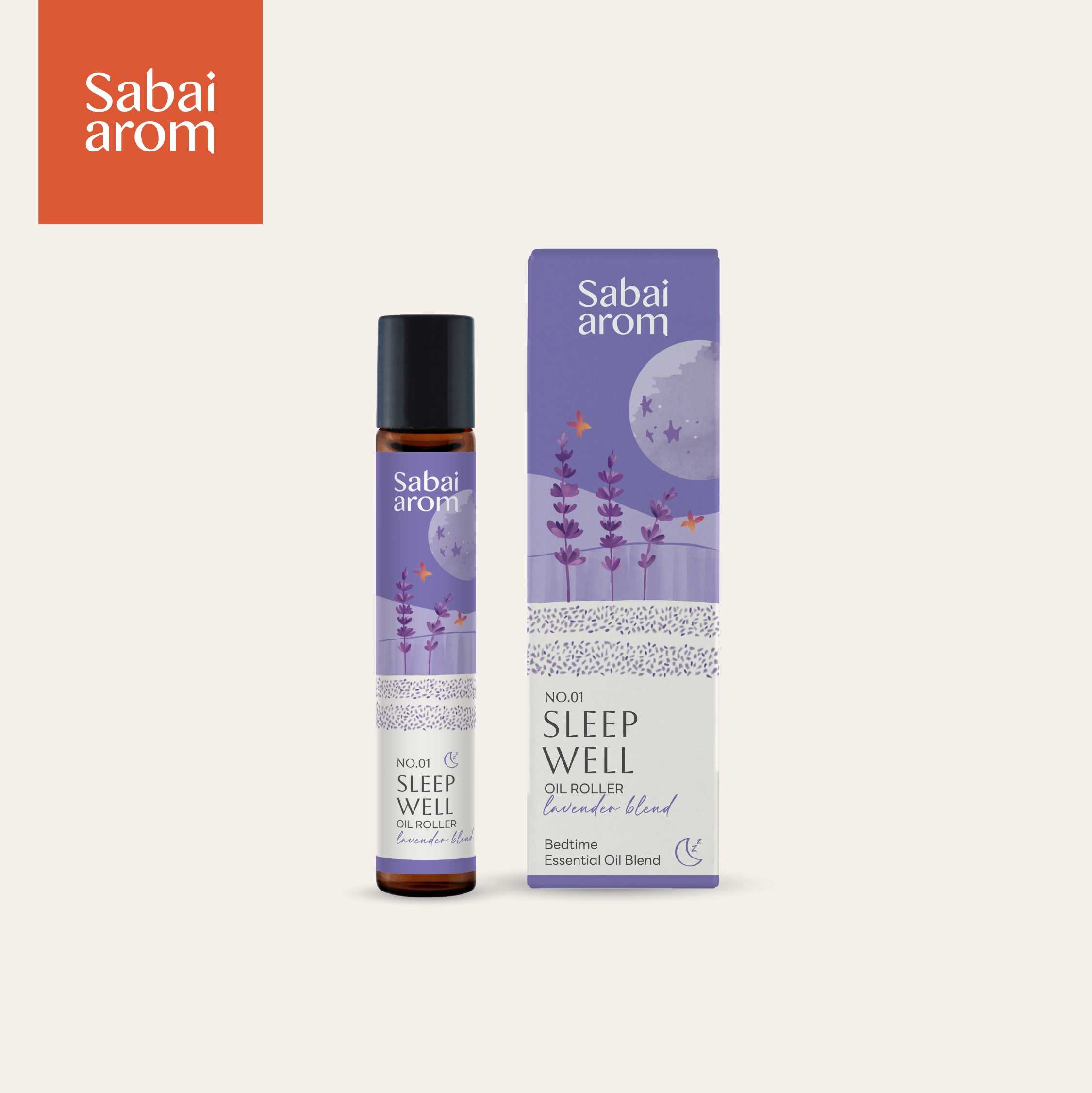 SabaiArom NO.1 Sleep Well Essential Oils Spot Roller ลูกกลิ้งน้ำมันหอมระเหย เพื่อการนอนหลับ