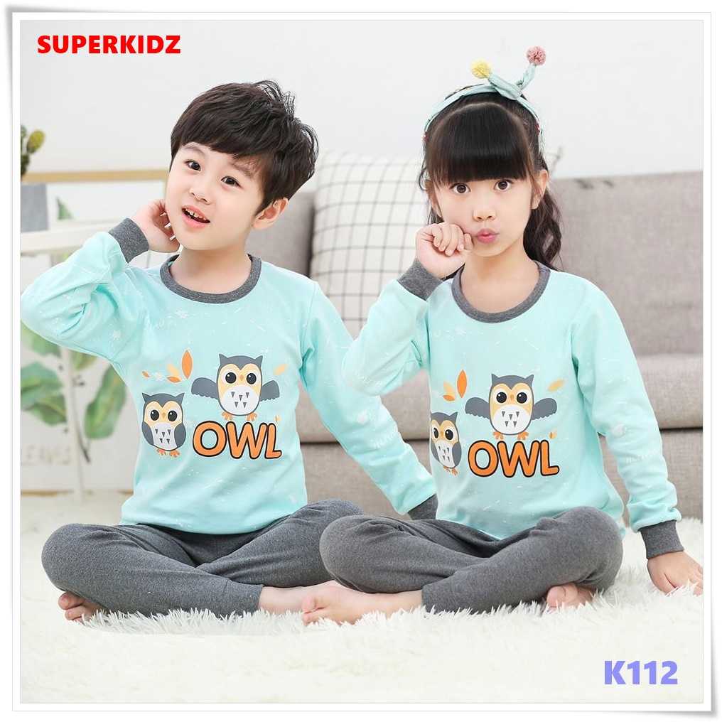 K112 ชุดนอนเด็ก ชุดนอนเด็กสไตส์เกาหลี ผ้านิ่มใส่สบาย 100% COTTON  By Superkidz