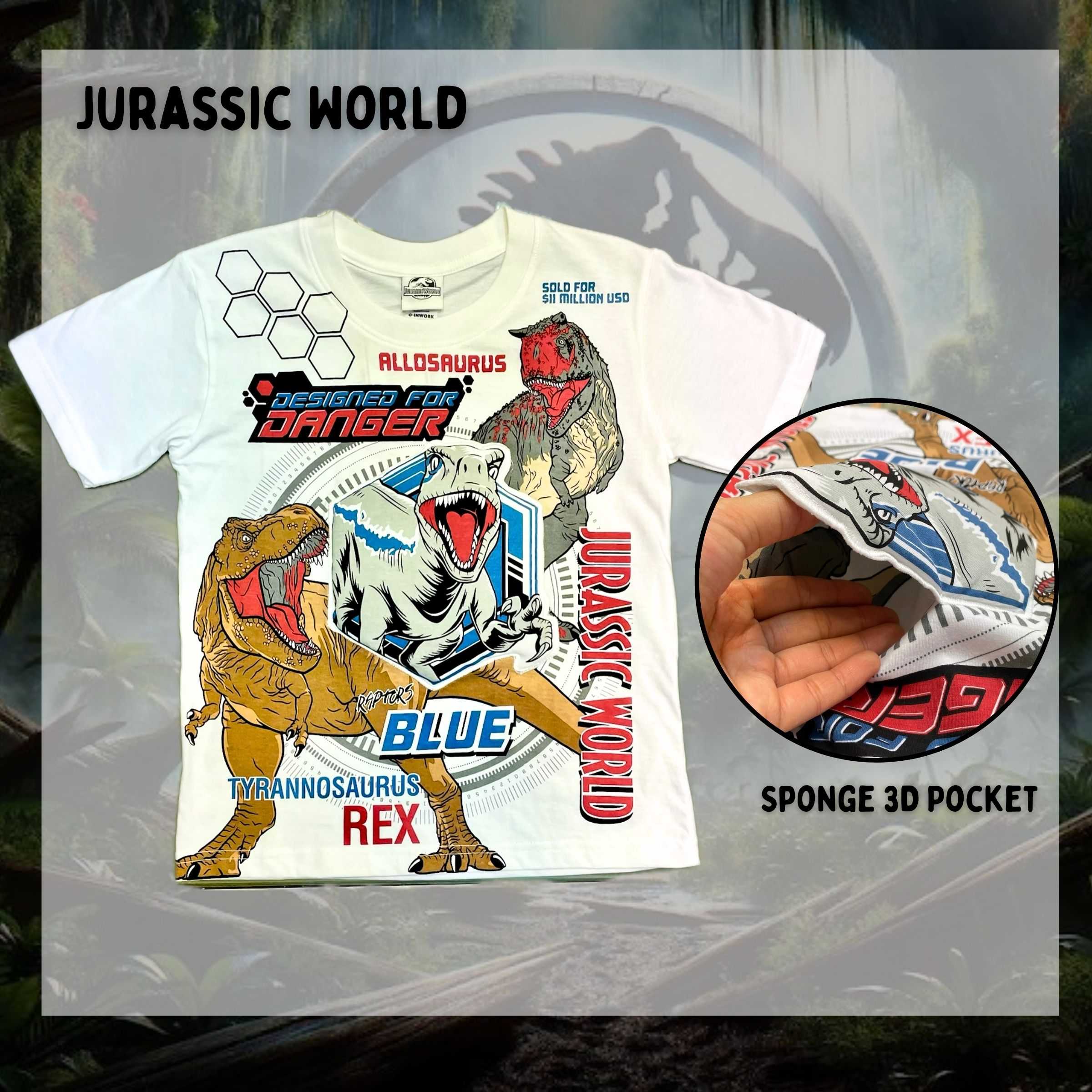 Jurassic Pocket 3D T-shirt White Size L