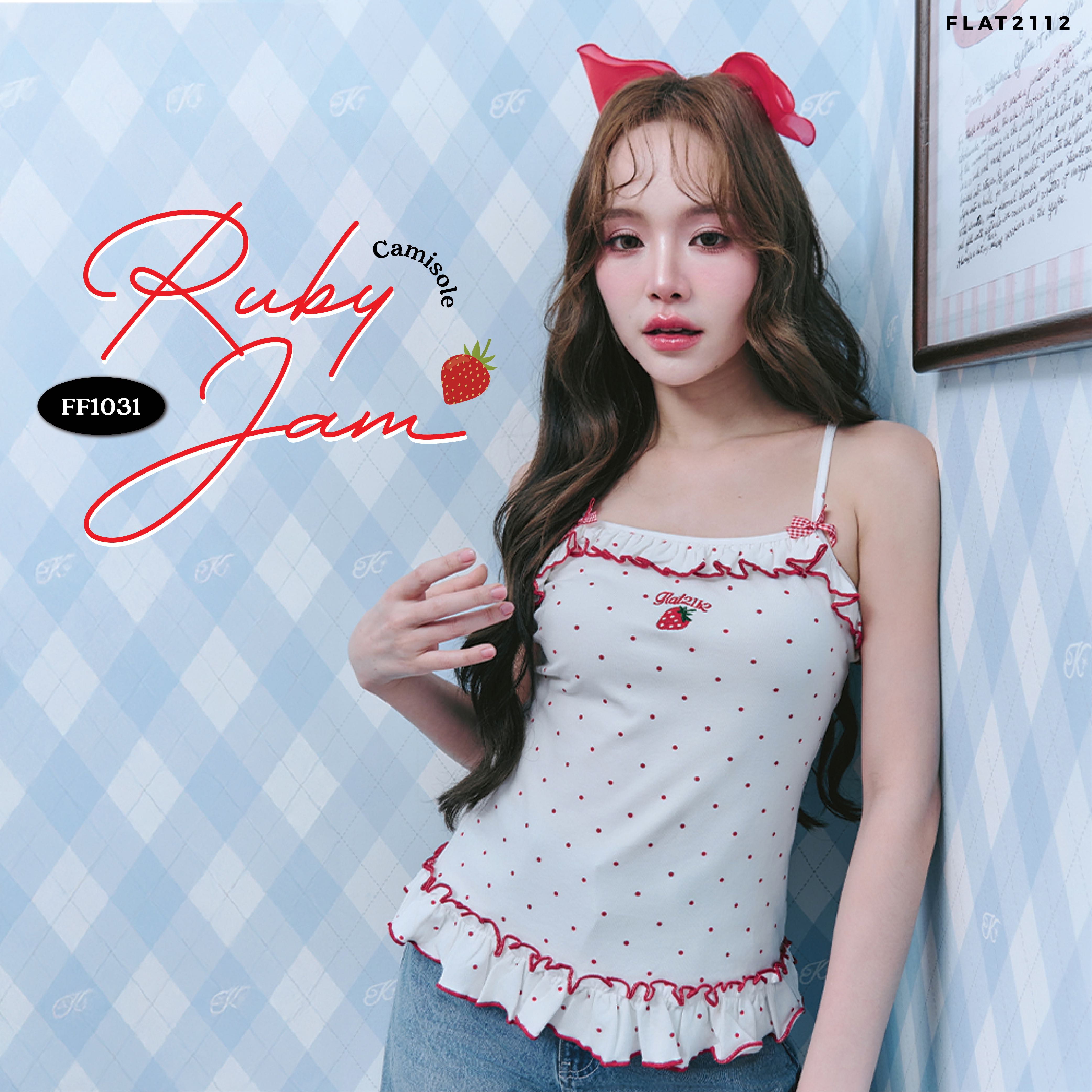 FLAT2112 FF1031 : RUBY JAM CAMISOLE  เสื้อสายเดี่ยว เสื้อครอป เสื้อแต่งระบาย แฟชั่นผู้หญิง