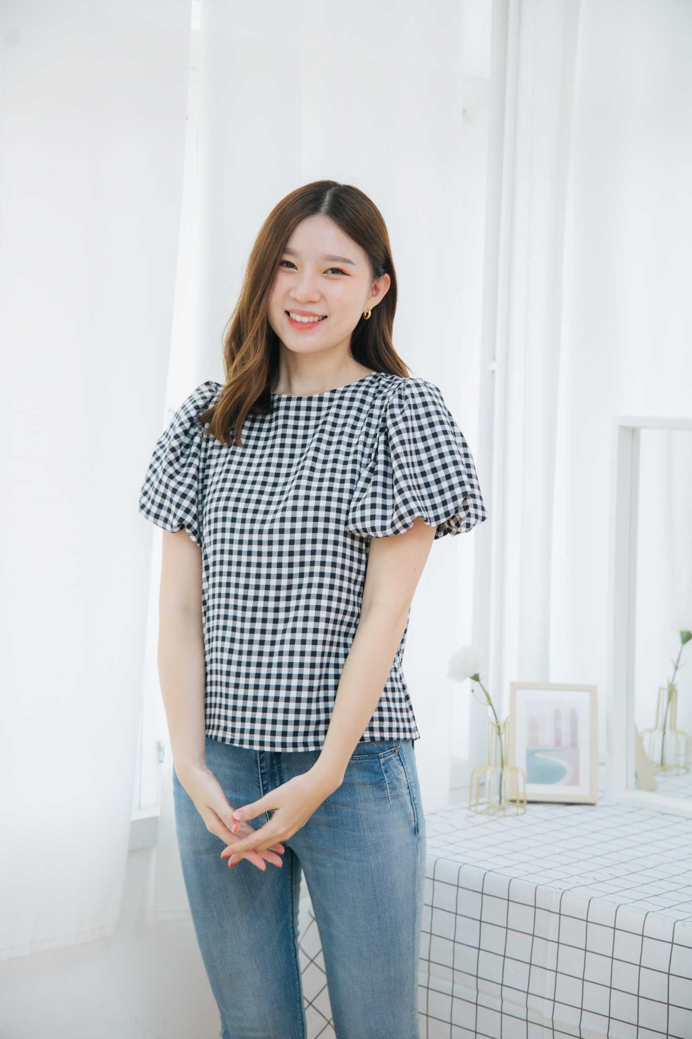 เสื้อให้นม Black scott balloon top