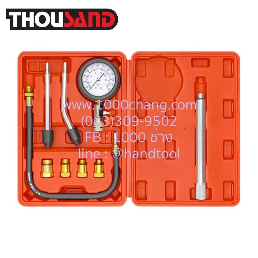 THOUSAND KS2244 ชุดวัดกำลังอัด เครื่องยนต์เบนซิน / เกลียว 8, 10, 12, 14 mm (เกจ์ 20 bar / 300 psi)