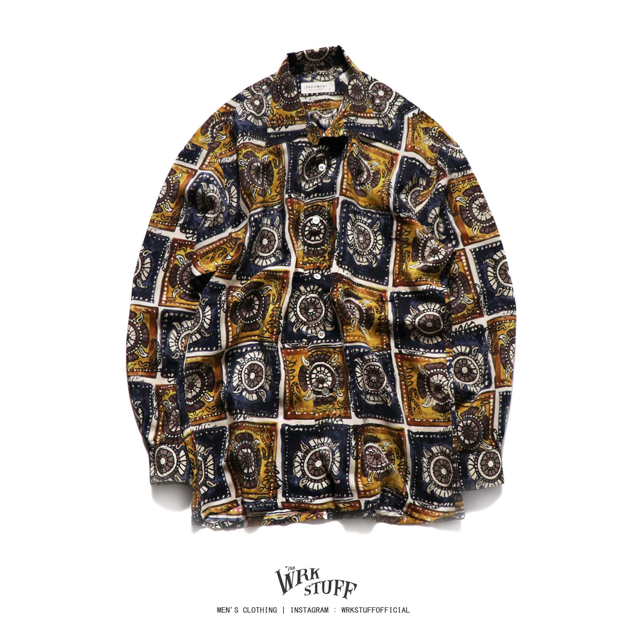 Vtg.Equipment French L/S Overprint Shirt (M)