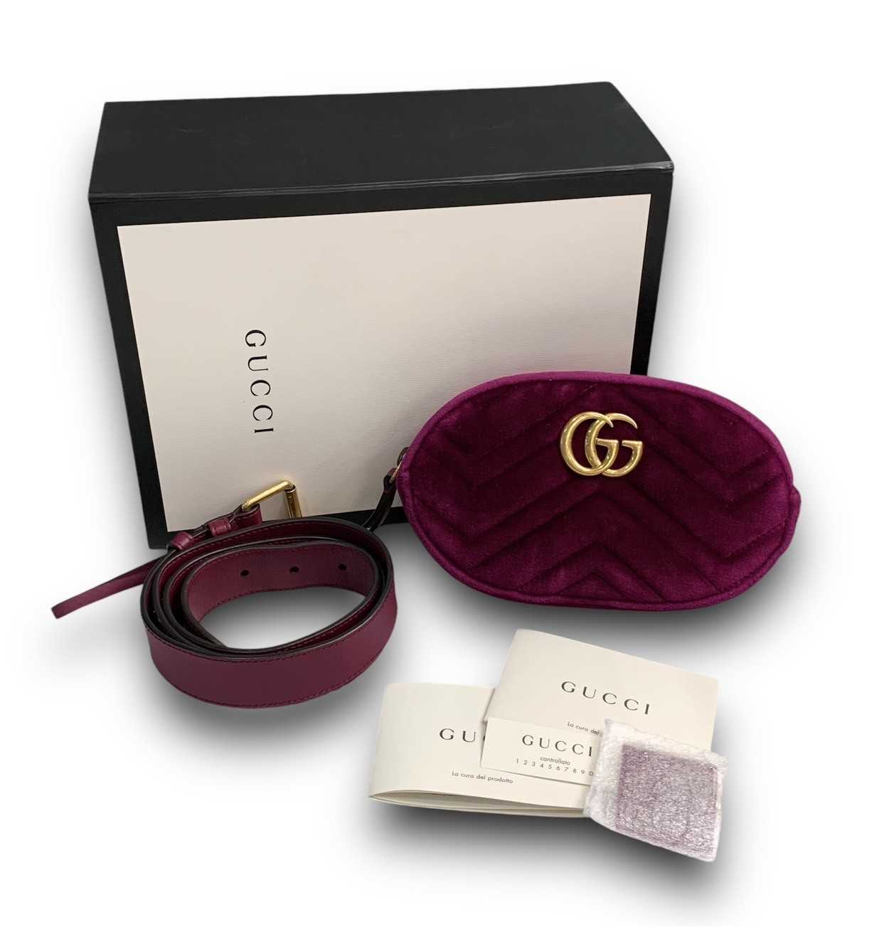 Gucci GG Marmont Belt Pouch in Purple Quilted Velvet มือสองสภาพใหม่ค่ะ