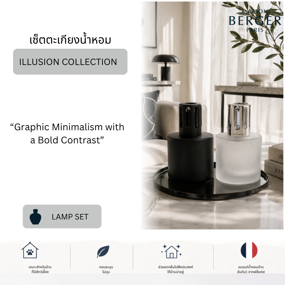 Maison Berger Illusion Lamp Gift Set Givree ตะเกียงน้ำหอม ฟอกอากาศ บ้านหอม  พร้อมน้ำหอม 250ml