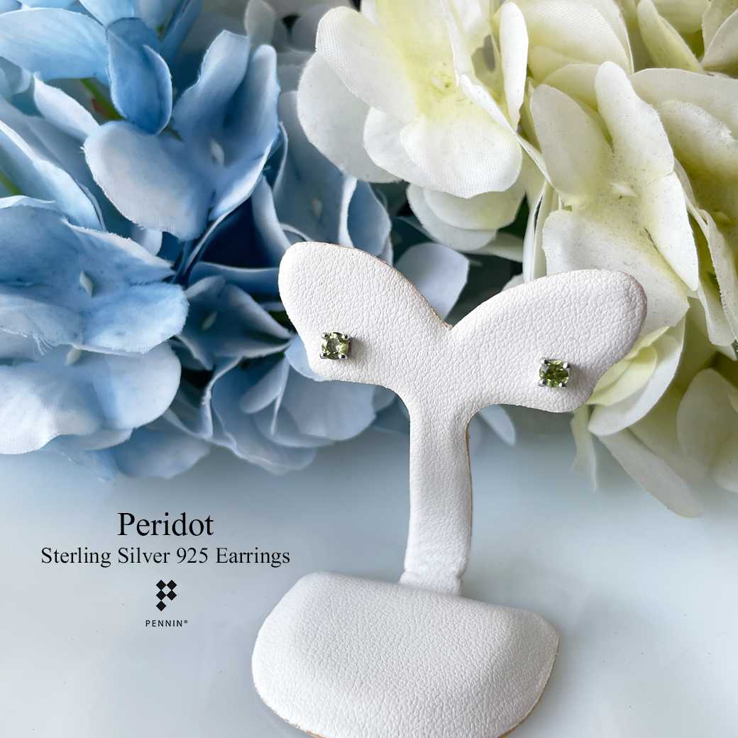 E09818 ต่างหูเพอริดอท (Peridot) เม็ดเดี่ยว ขนาด 3.5mm ใส่ติดหูได้ทุกโอกาส