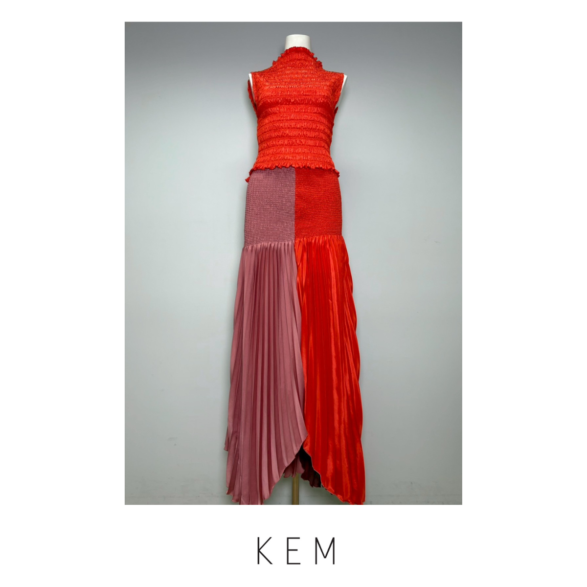 Set (Square Smock top & Smock Skirt) - Orange
