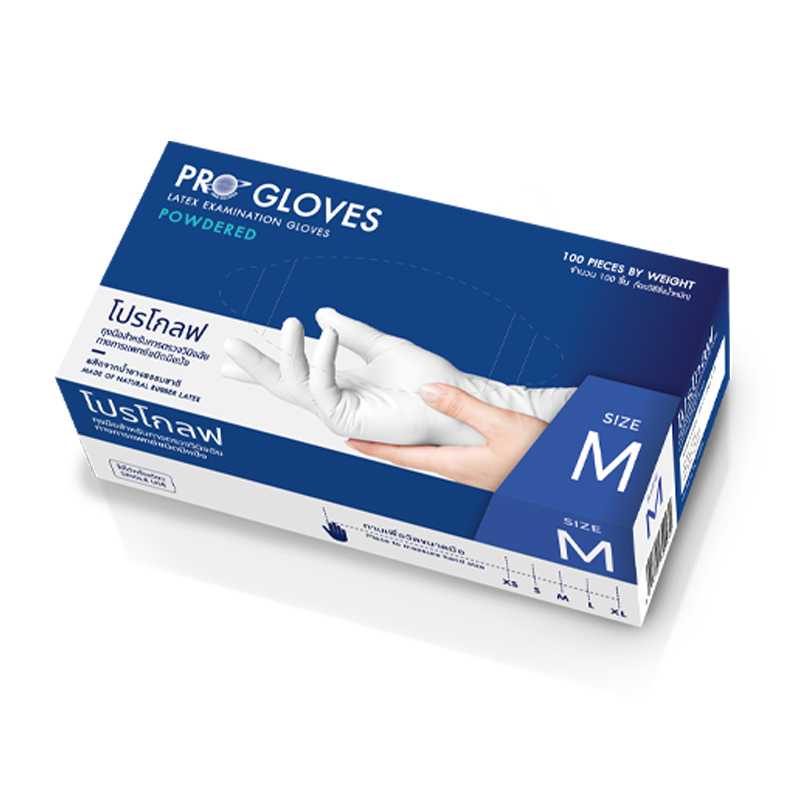 ถุงมือลาเทคมีแป้ง(ยกลัง)Pro glove 