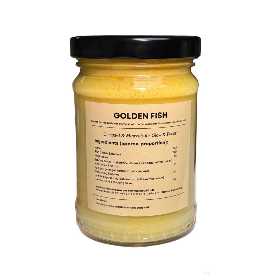 Bone Broth Golden Fish 220 ml. (น้ำซุปคอลลาเจนปลาทะเลสมุนไพรไทย)