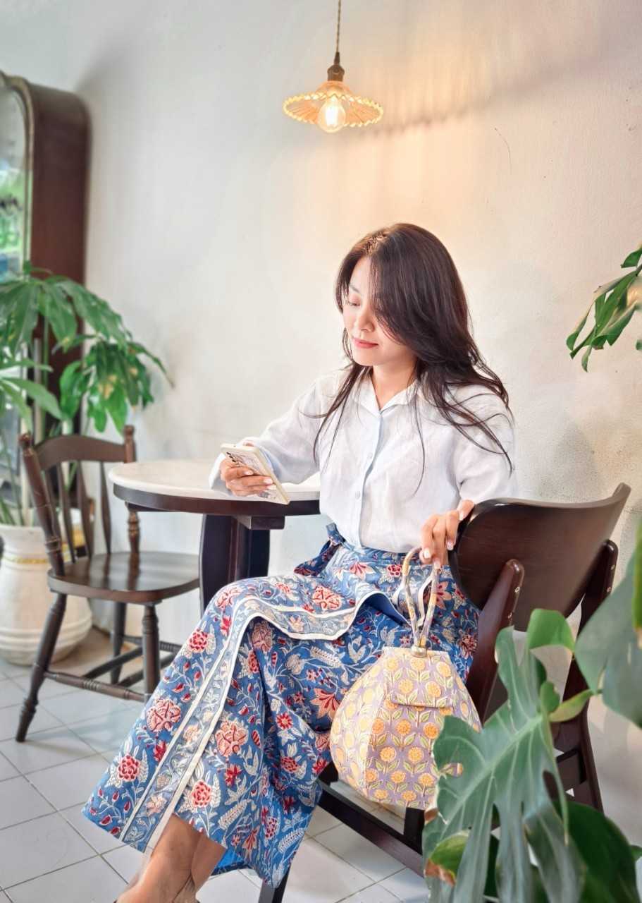 Rasee Collection ผ้าถุง cotton India ตีเกล็ดรอบเอว ทรงสวยเก็บสะโพก