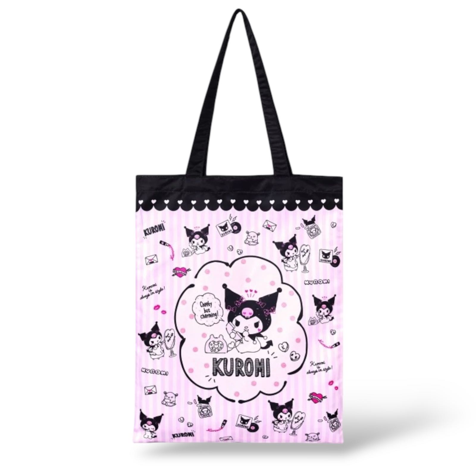 กระเป๋าผ้าไมโคร ลาย KUROMI สีชมพู สินค้าจากมูลนิธิรามาธิบดี