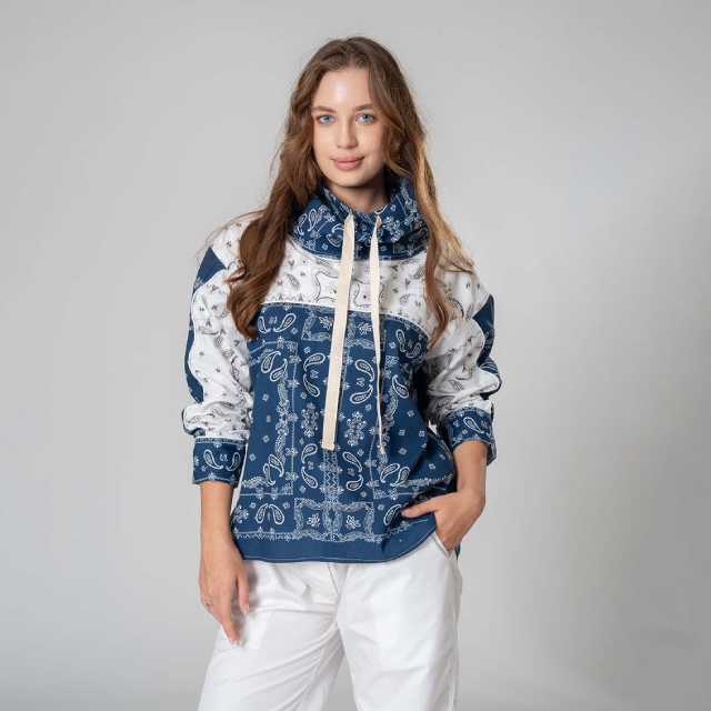 Hisbi Top (Navy Blue & White, Free Size)