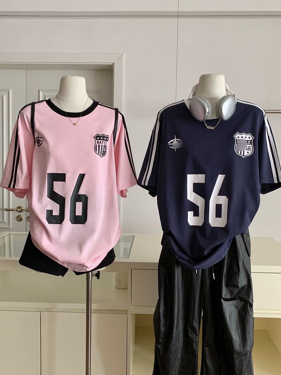 Jersey t-shirt (pink/ navy)