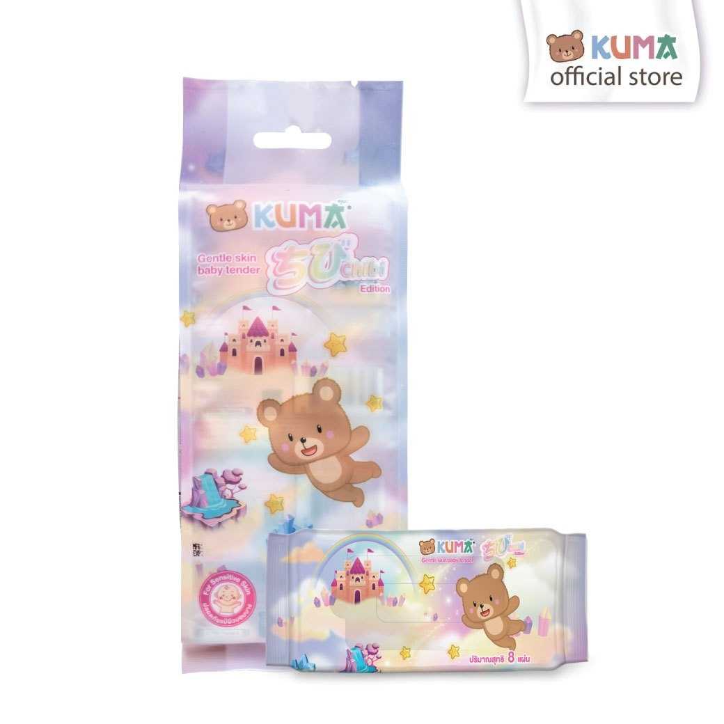 Kuma ทิชชูเปียก พกพาไซซ์มินิ Chibi 3 แพ็ค ( 12ห่อ )