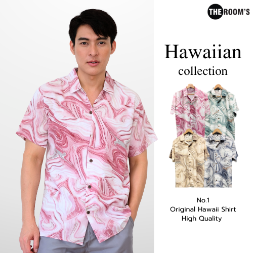 THE ROOM'S - เดอะรูม เสื้อฮาวาย โคตรนุ่ม แขนสั้น ไม่ต้องรีด เสื้อยับยาก ผ้าดีมาก ลาย Hologram