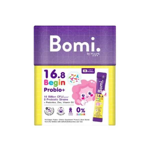 BOMI 16.8 Begin Probio+ ผลิตภัณฑ์เสริมอาหารโพรไบโอติกส์สำหรับเด็ก อายุ 4 เดือนขึ้นไป จำนวน 14 ซอง