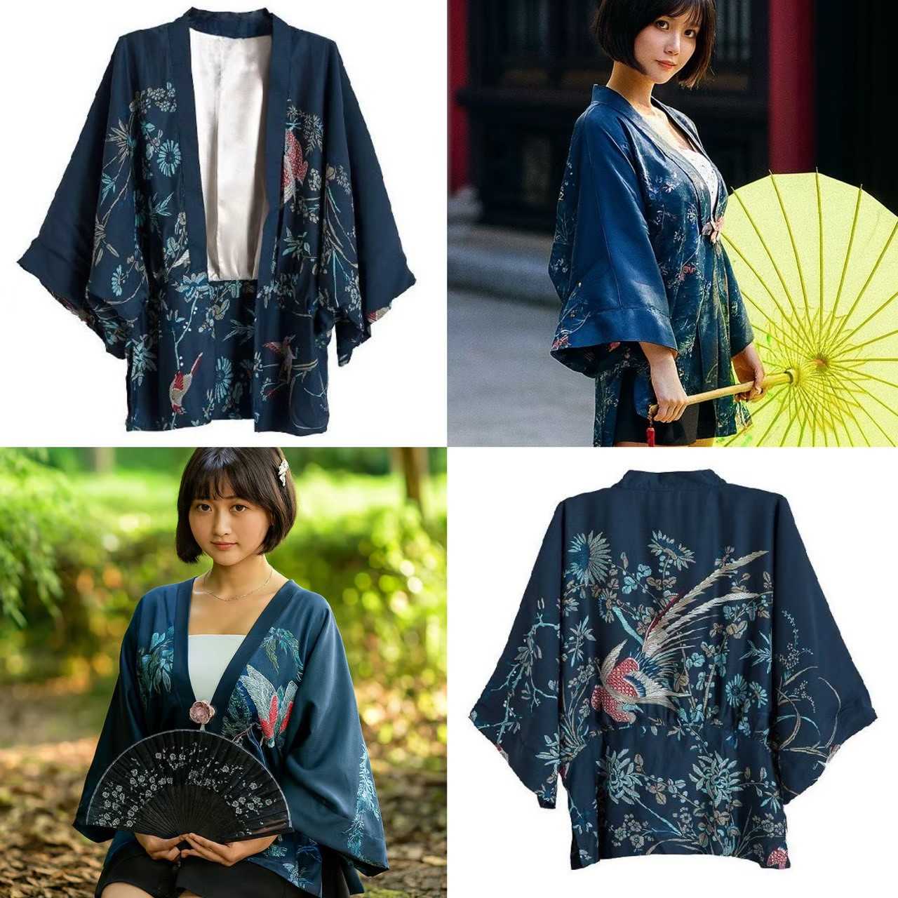 🐦‍🔥ชุดคลุมกิโมโน ลายนกฟินิกส์ ทรงคลาสิก Kimono jacket pheonix bird festival กิโมโน