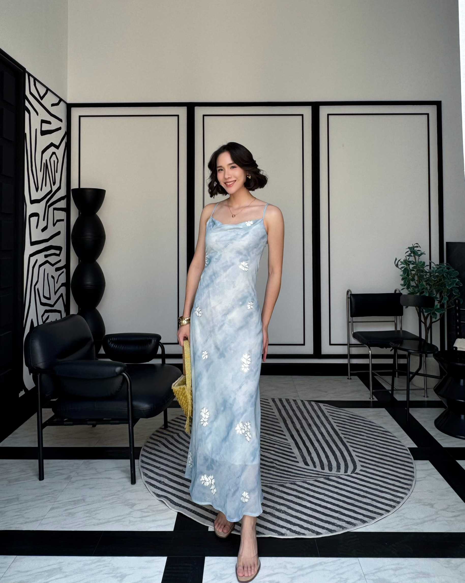 Freya Chiffon Dress เดรสสายเดี่ยวผ้าชีฟองพิมพ์ลายมี 3 สี