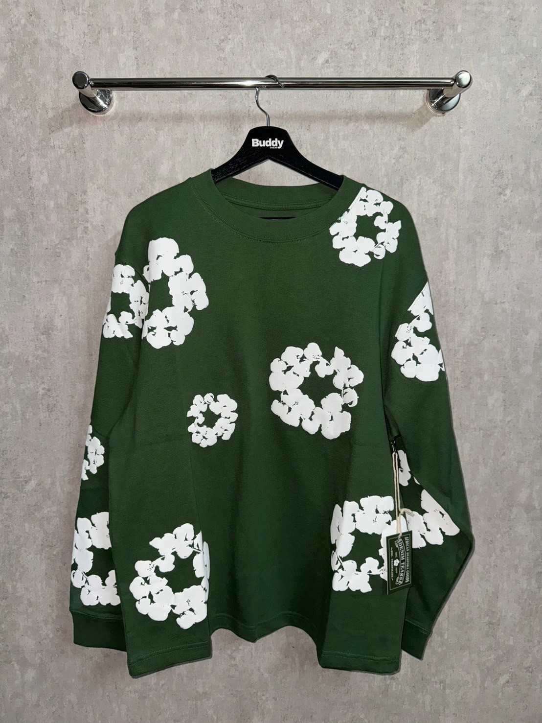 Denim Tears Long Sleeve Cotton Wreath Tee (Black/Green)