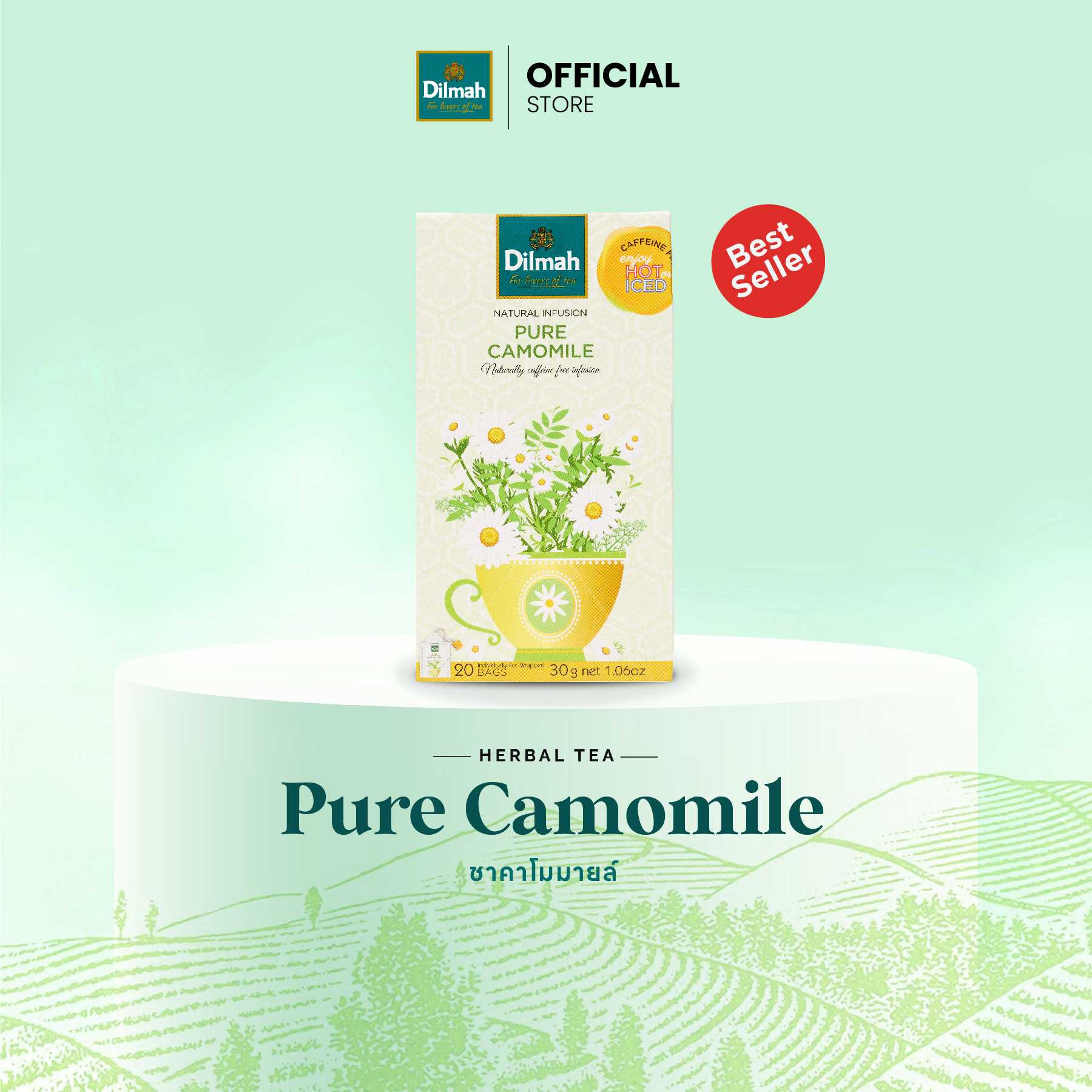 ดิลมา ชาซอง ดอกคาโมมายล์ 100% ช่วยให้นอนหลับสบาย ไม่มีคาเฟอีน 20 ซอง(Dilmah Pure Camomile Flowers)