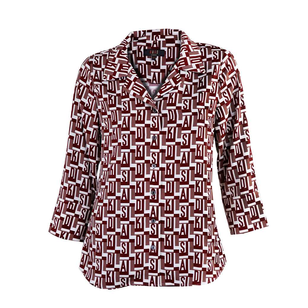 เสื้อเชิ้ตผู้หญิงแขนยาว ผ้าลายพิมพ์สีแดง ทรง Regular Fit (WACR662W3RE)