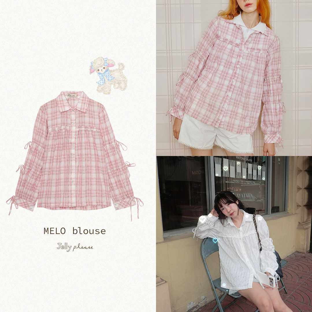 (Dreamy Disc) - MELO blouse | sweet plaid ribbon shirt 🎀