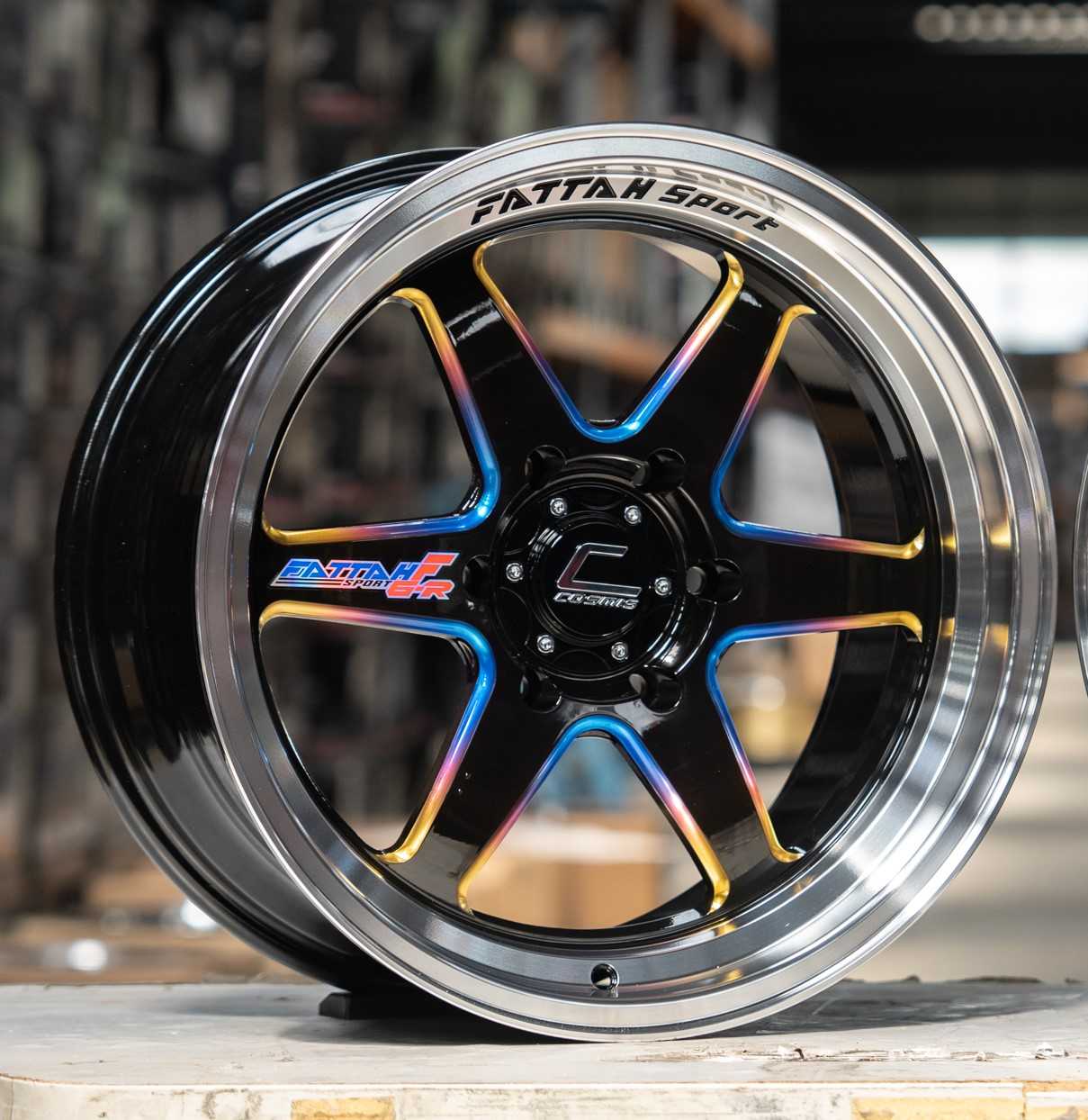 แม็กซ์ FATTAH/F6-R 18X9.5 6X139.7 ET25 CB.106 TITANIUM+LP+PLATE(สีไทเทเนียม+ขอบเงา+เพลท)Custom