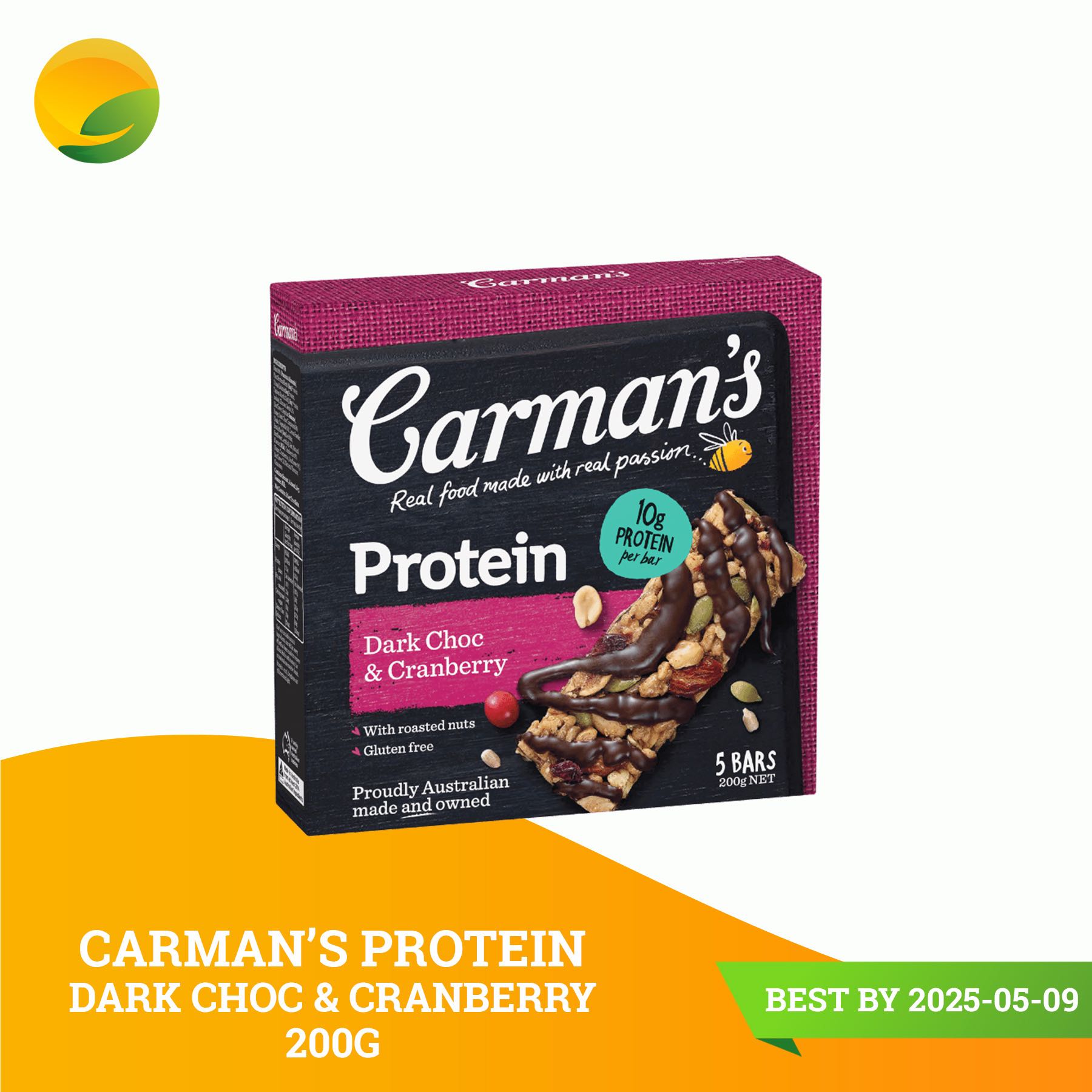 Carman's Protein Dark Choc & Cranberry 200g