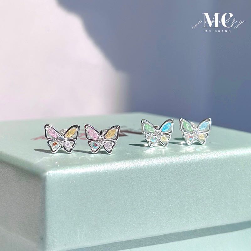 ต่างหูเงินเเท้92.5% รุ่น Princess Butterfly💎 I ✅ไม่ลอก ไม่แพ้✨แถมฟรีกล่องจิวเวลรี่แบรนด์และผ้าเช็ด✨
