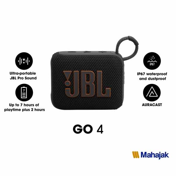JBLGO4 สีดำ  ลำโพงบลูทูธขนาดเล็กพกพากันน้ำ #JBL#JBLGO4#MAHAJAK