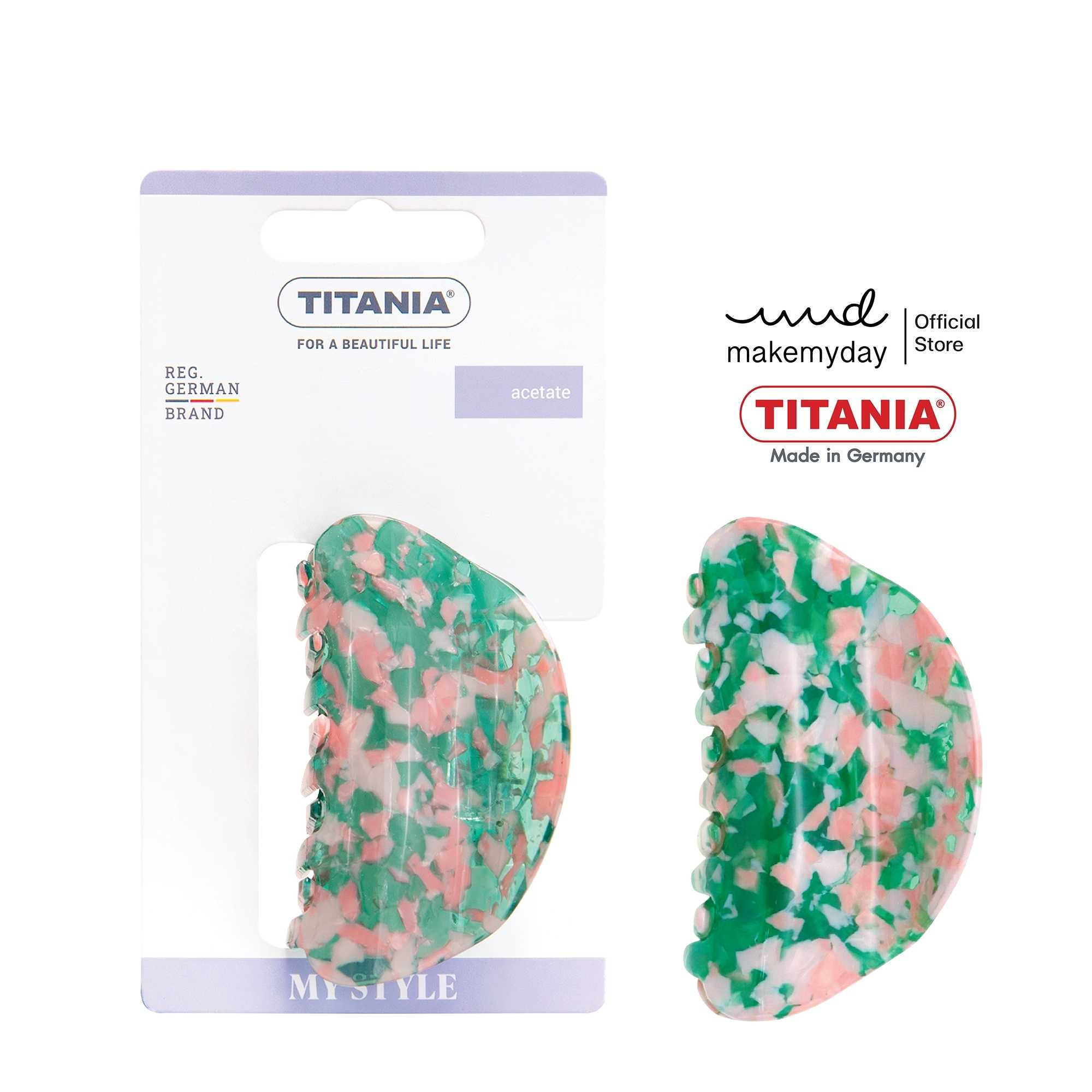 TITANIA Hair Clip กิ๊บหนีบผม สี Floral Forest นำเข้าจากเยอรมัน (1 กล่องบรรจุ 1 ชิ้น)