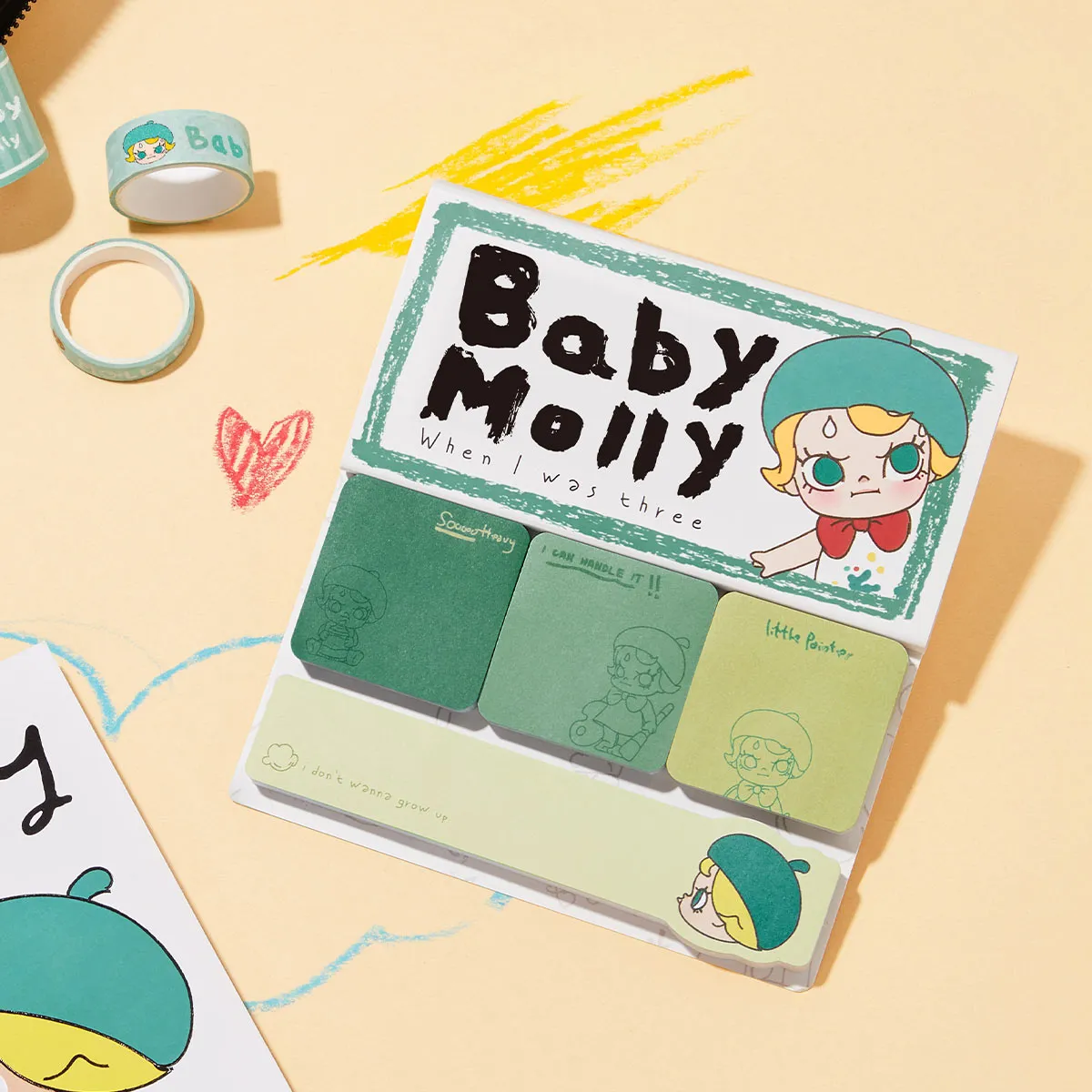 Popmart Baby Molly When I was Three! Series-Sticky Notes Set