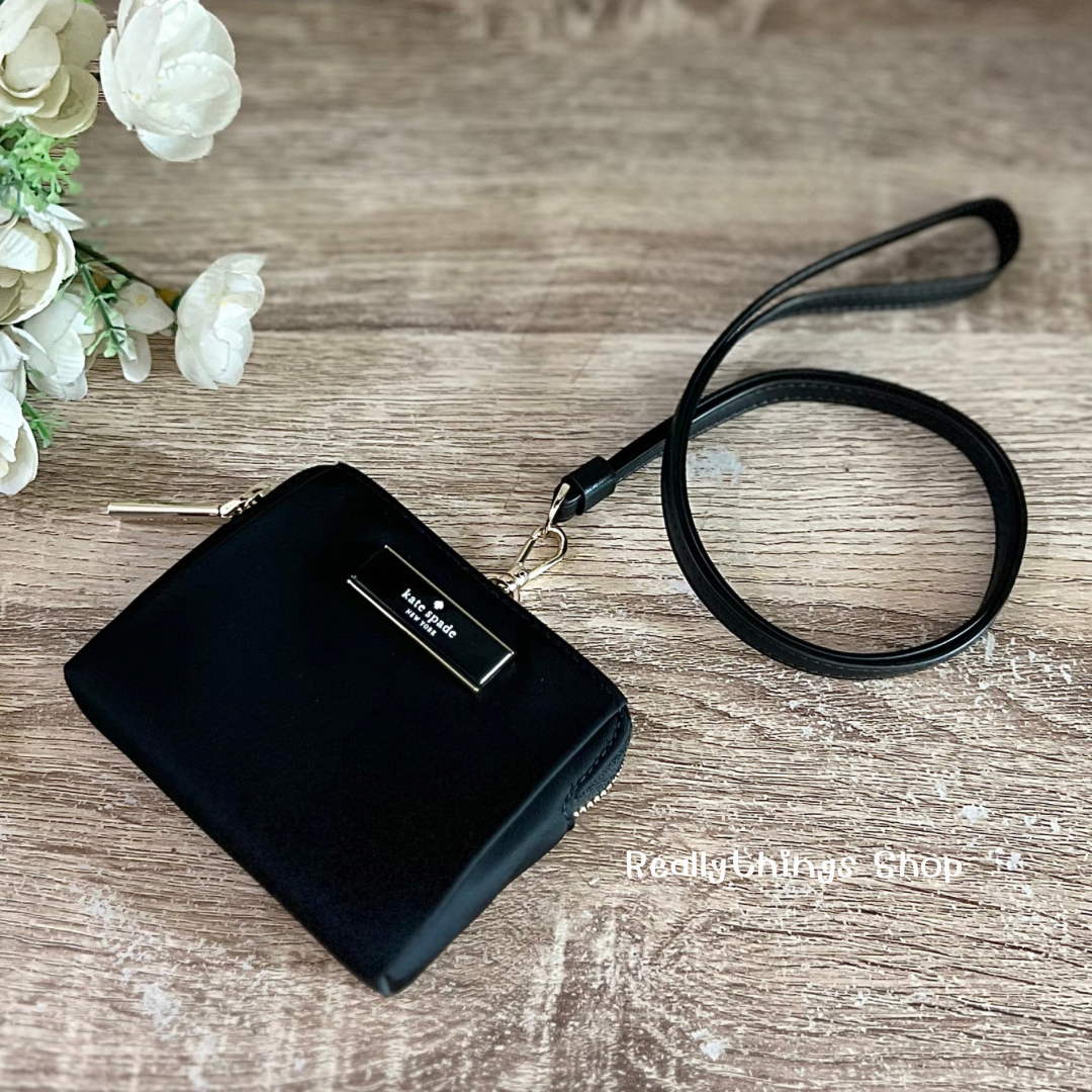 {แท้💯%📮พร้อมส่ง+ส่งฟรี} กระเป๋าใส่บัตร/ห้อยบัตร Kate Spade Card Case Lanyard