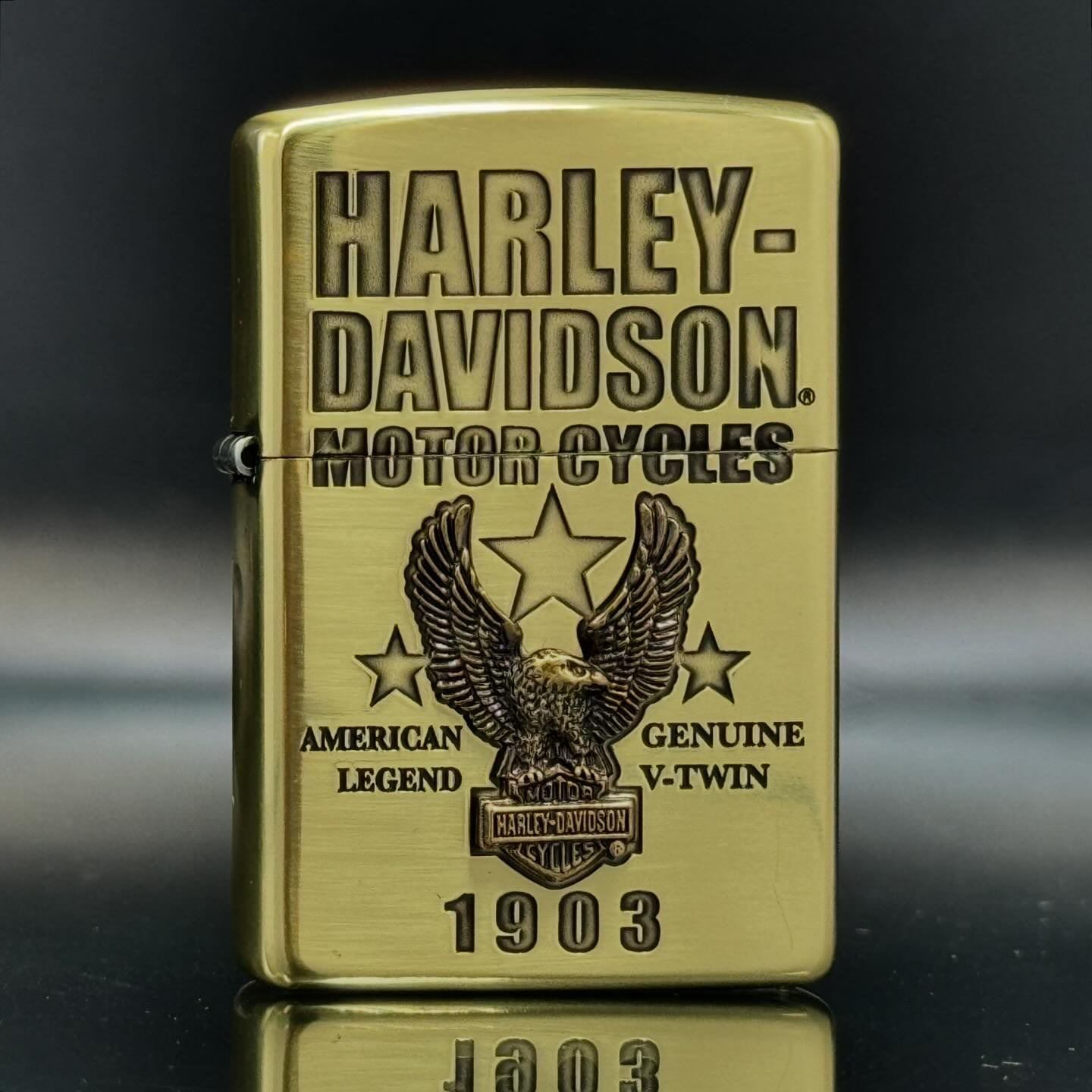 Zippo ไฟแช็กรุ่น HDP-60 Harley Davidson - Eagle 1903 (Brass)