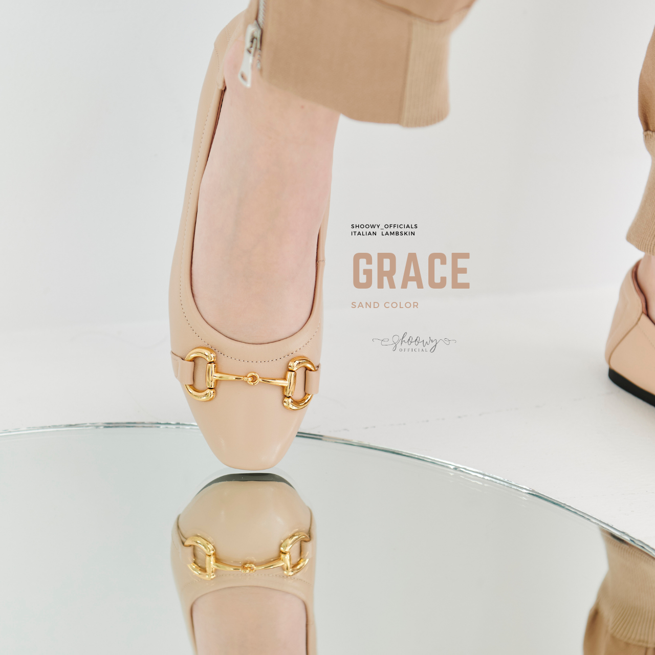 รองเท้าหนังแกะแท้รุ่น GRACE (ส้น 1 cm)