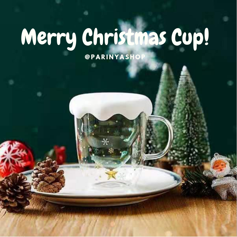 แก้วสองชั้น ลายต้นคริสมาส|แก้วคริสมาส|Christmas Double Wall Cup