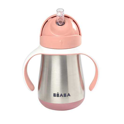 กระติกน้ำหัดดื่ม Stainless Steel Straw Cup with Handles 250ml - Vintage Pink