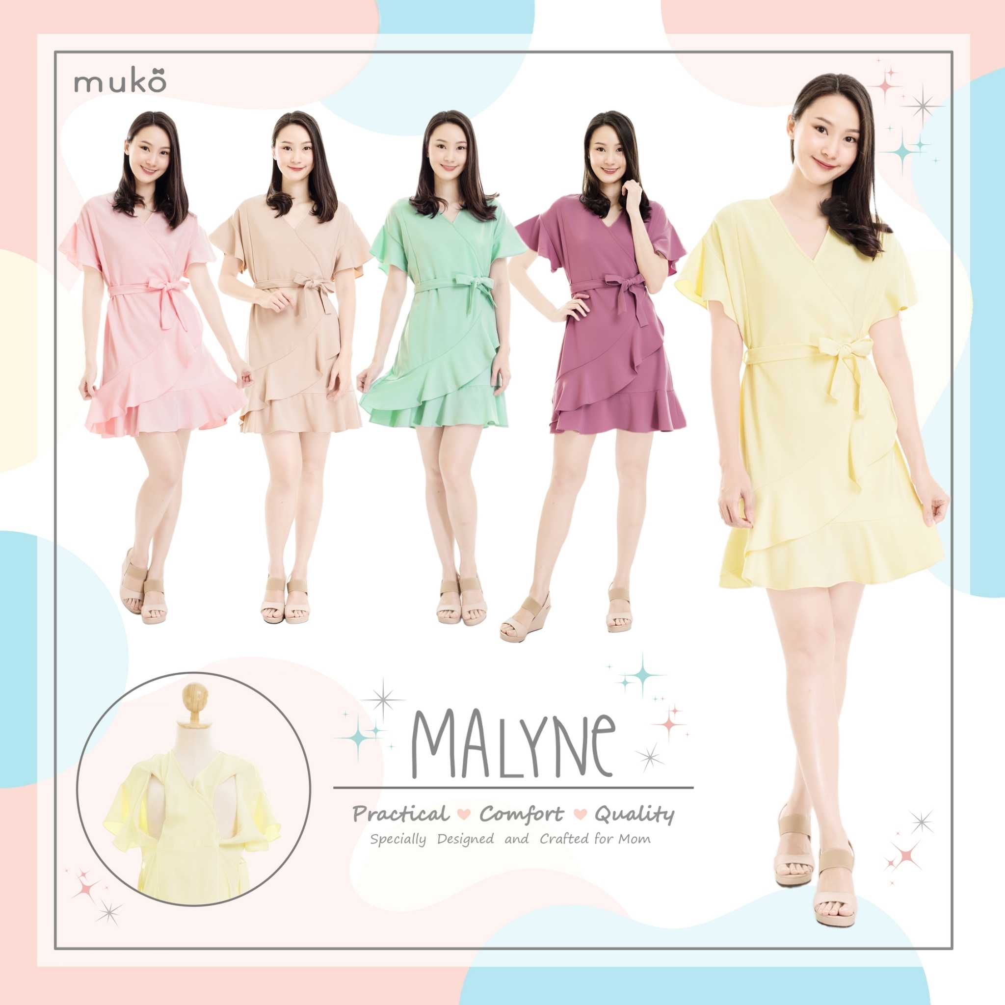 Muko Malyne เดรสเปิดให้นม คลุมท้อง DZ38 (Dresses)