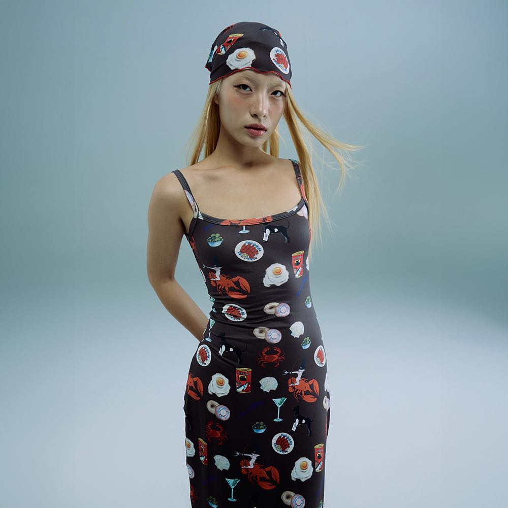 BLACKDOG BKK - RS2401 - printed cami dress - เดรสสายเดี่ยวพิมพ์ลาย(ไม่รวมผ้าโพก)
