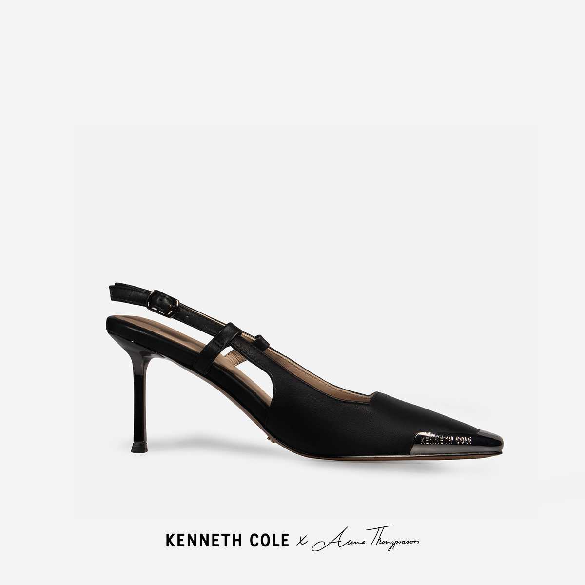 KENNETH COLE x ANNE รองเท้าส้นสูงผู้หญิงรุ่นADIA SLINGBACKS Black on Black สีดำ(HEL-KS85098LE-001)