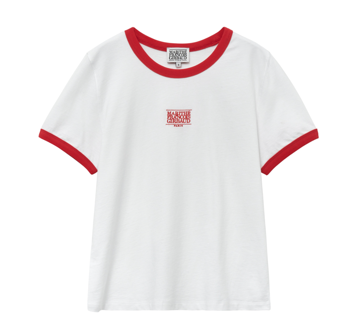 พร้อมส่ง Marithe Francois Girbaud เสื้อยืด รุ่น ringer tee สีขาวแดง